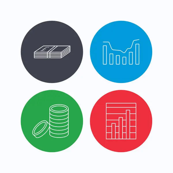 Pieniądze i dynamics wykresu ikony. — Wektor stockowy