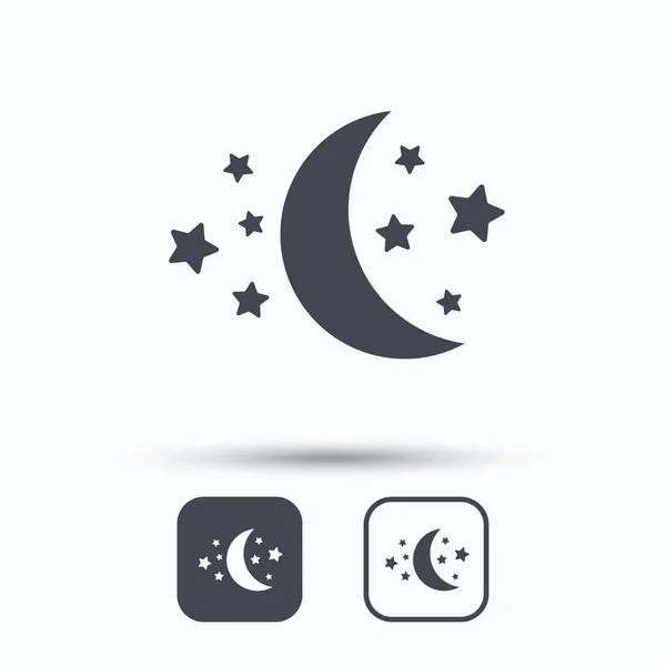 Icono de luna y estrellas. Señal de sueño nocturno . — Vector de stock