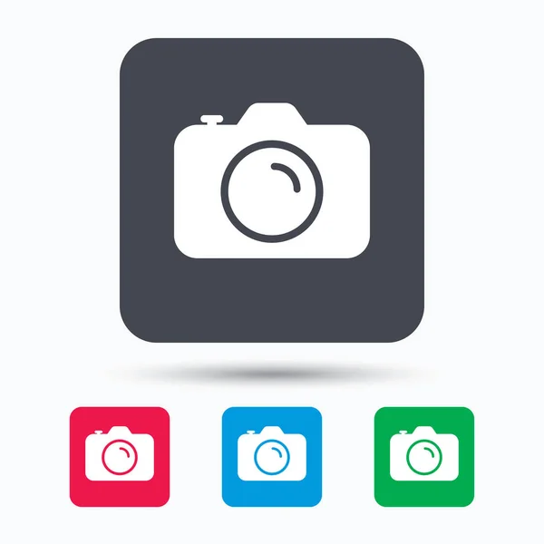 Icono de cámara. Signo de cámara fotográfica profesional . — Vector de stock