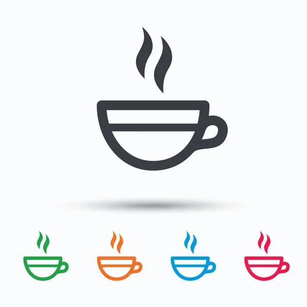 Çay Kupası simgesi. Sıcak kahve içecek işareti. — Stok Vektör