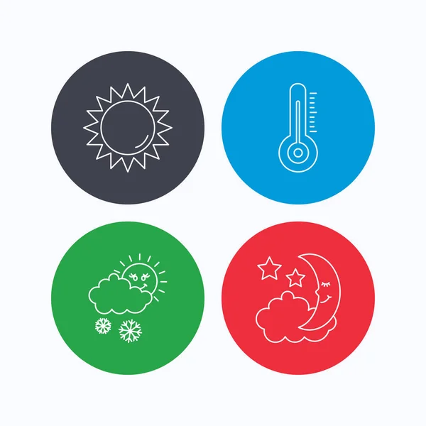 Thermomètre, icônes soleil et neige . — Image vectorielle