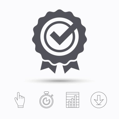 Ödül madalya simgesi. Onay işareti ile kazanan amblemi.