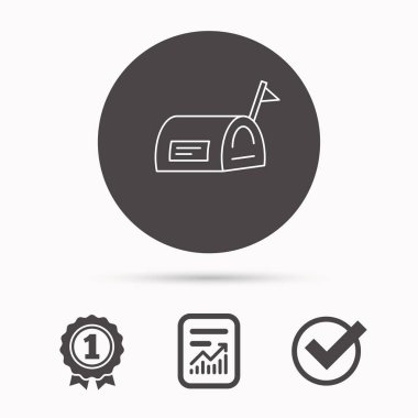 Bayrak simgesi ile posta kutusu. E-posta kutusu işareti sonrası.