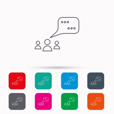 Toplantı simgesi. Sohbet konuşma kabarcıklar işareti.