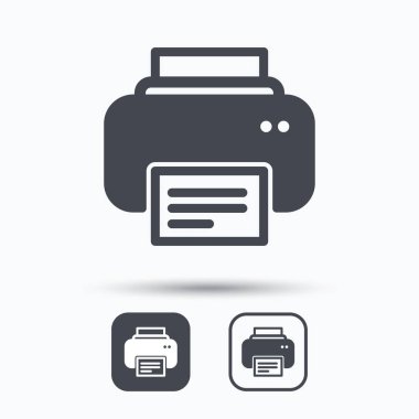 Yazıcı simgesi. Baskı teknolojisi işareti Makaleler.