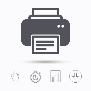 Yazıcı simgesi. Baskı teknolojisi işareti Makaleler.