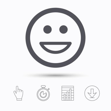 Mutlu gülümseme simgesi. Smiley kahkaha ifade işareti.
