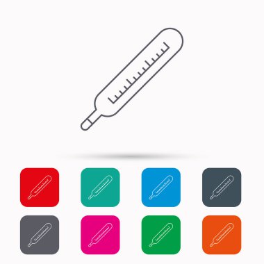 Tıbbi termometre simgesi. Sıcaklık işareti.