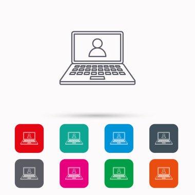 Webinar simgesi. Sohbet video işareti.