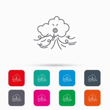 Rüzgar simgesi. Fırtına işaretiyle bulut.