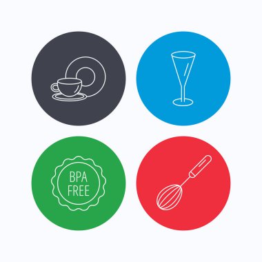 Gıda ve içecek, cam ve çırpma teli simgeleri.