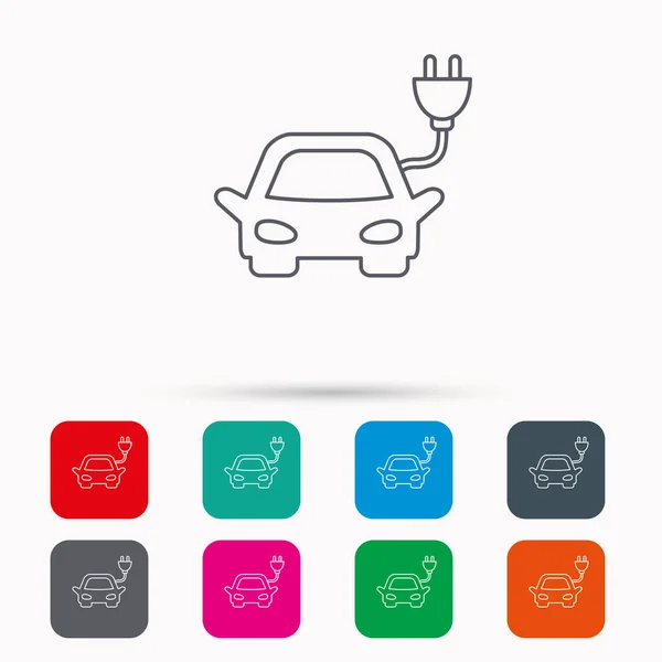 Elektrikli otomobil simgesi. Hibrid oto taşıma işareti. — Stok Vektör