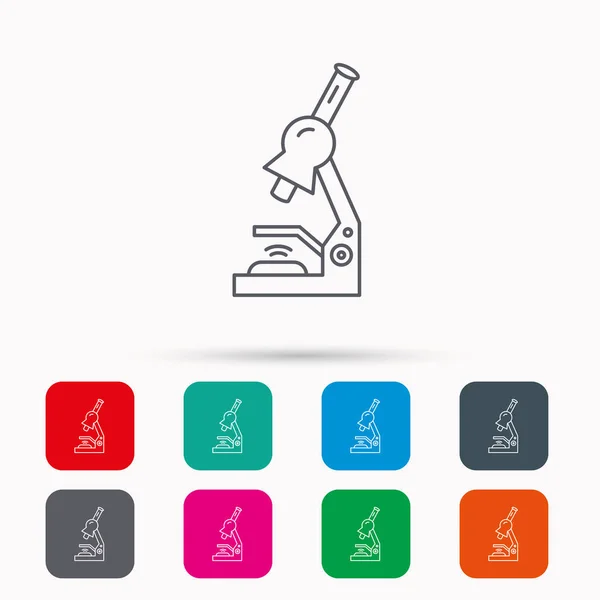 Icono del microscopio. Equipos de laboratorio médico . — Archivo Imágenes Vectoriales