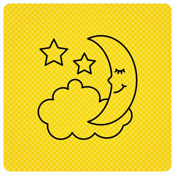 Nacht oder Schlaf Ikone. Mond und Sterne unterzeichnen. — Stockvektor