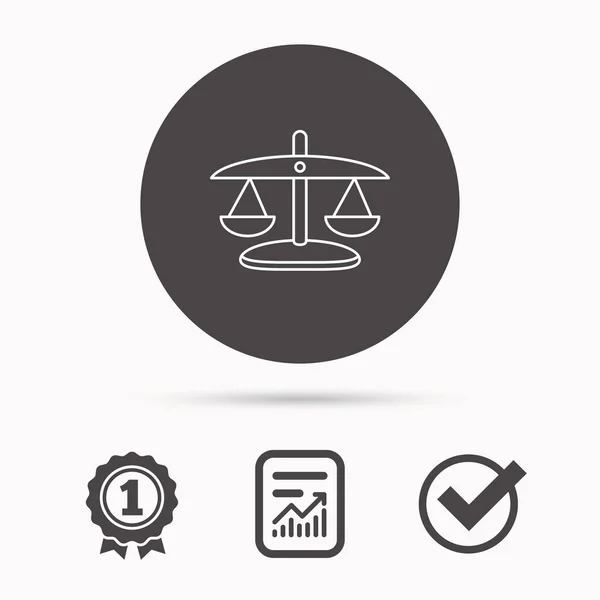 Icona della bilancia della giustizia. Legge e giudice segno . — Vettoriale Stock