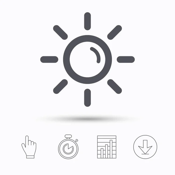 太阳图标。阳光明媚的天气符号. — 图库矢量图片