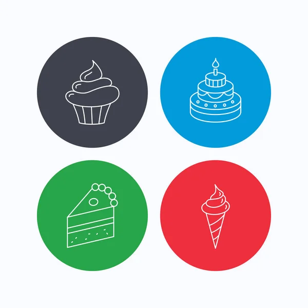 Cake, cupcake and ice cream icons. — Stock Vector