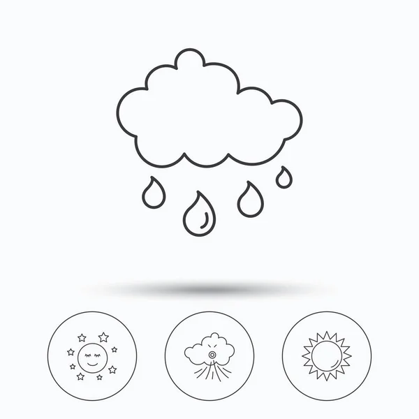 Clima, sol e iconos de lluvia . — Vector de stock