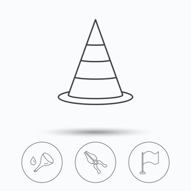 Bayrak, trafik koni ve yağ simgeleri değiştirmek.