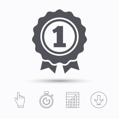 Ödül madalya simgesi. Kazanan amblemi işareti.