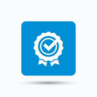 Ödül madalya simgesi. Onay işareti ile kazanan amblemi.