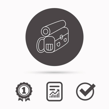 Sırt çantası simgesi. Seyahat ekipman işareti.