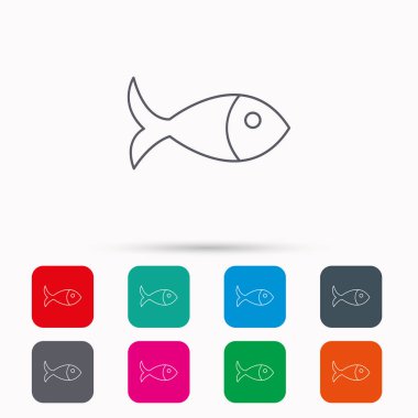 Balık simgesi. Deniz ürünleri işareti. Vejetaryen yiyecekler sembolü.