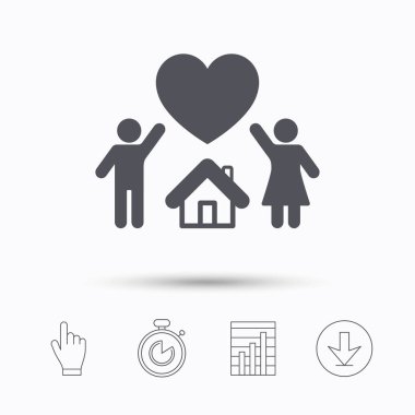 Aile simgesi. Baba, anne ve çocuk işareti.