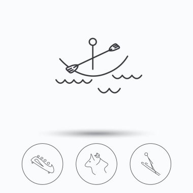 Tekne, ata binme ve kızak simgeler.