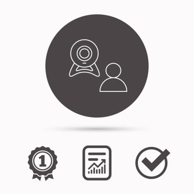 Görüntülü sohbet simgesi. Webcam sohbet işareti.