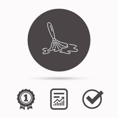 Islak temizlik simgesi. Temizlik kat aracı işareti.