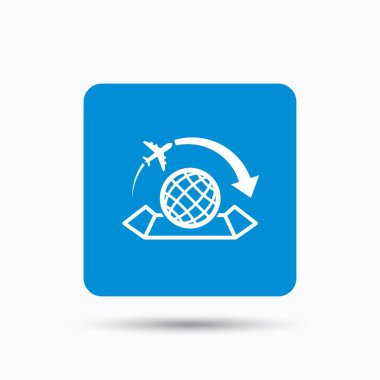 Dünya harita simgesi. Uçak seyahat işareti.