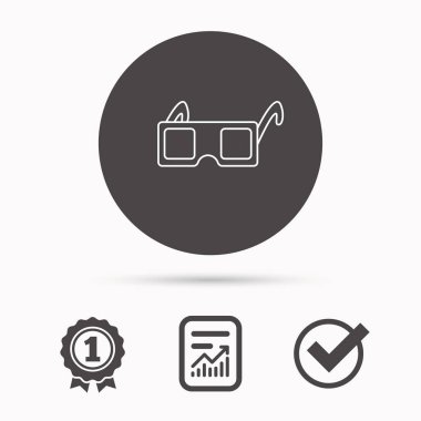 3D gözlük simgesi. Sinema teknolojisi işareti.