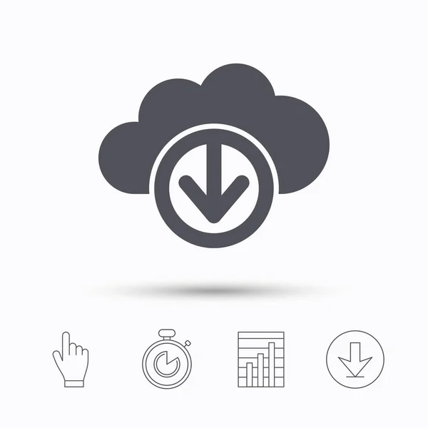 Télécharger à partir de l'icône cloud. Signe de stockage de données . — Image vectorielle