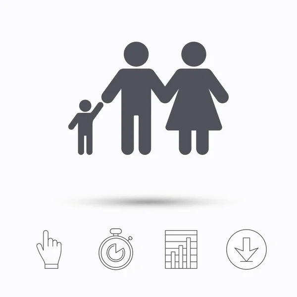 Familie pictogram. Vader, moeder en kind tekenen. — Stockvector