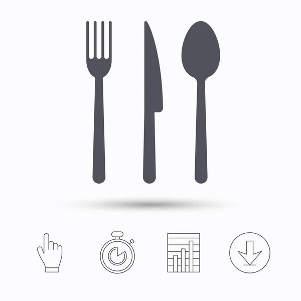 Fork, knife and spoon icons. Cutlery sign. — Stock Vector