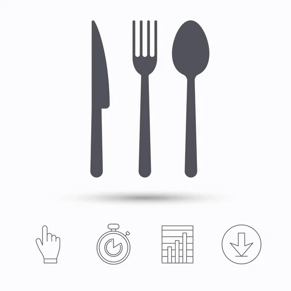 Fork, knife and spoon icons. Cutlery sign. — Stock Vector