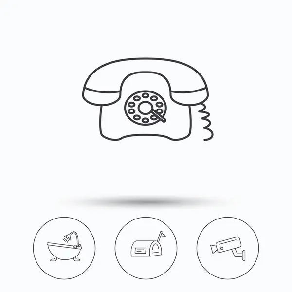 Iconos de teléfono, cámara de vídeo y buzón . — Vector de stock