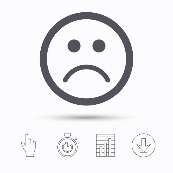 Droevige smiley icoon. Slechte feedback teken. — Stockvector