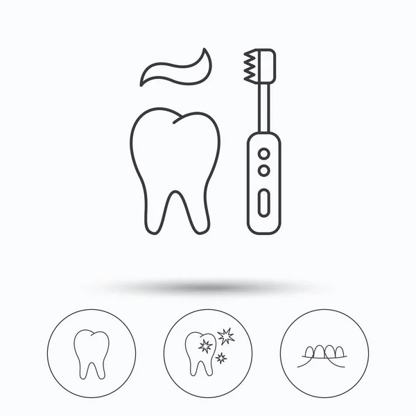Tandtråd, tand och friska tänder ikoner. — Stock vektor