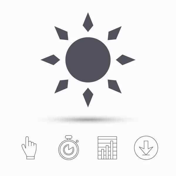 Εικονίδιο με τον ήλιο. Ηλιόλουστος καιρός σημάδι. — Διανυσματικό Αρχείο