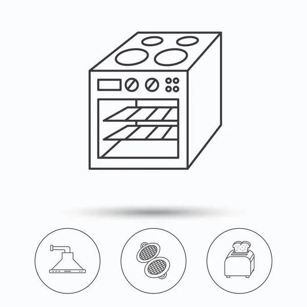 Fırın, ekmek kızartma makinesi ve tost makinesi-simgeleri. — Stok Vektör
