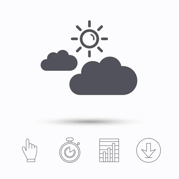 Nuvem com ícone do sol. Sinal do tempo ensolarado . —  Vetores de Stock