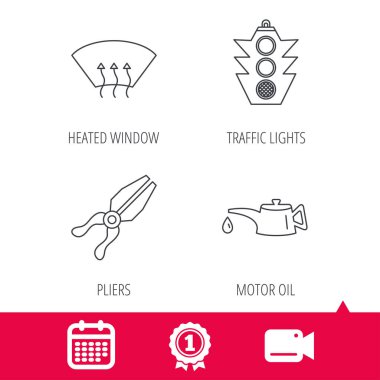 Motor yağı değiştirmek, trafik ışıkları ve pense.