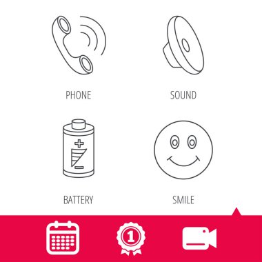 Telefon görüşmesi, pil ve ses simgelerini.