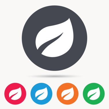 Yaprak simgesi. Taze organik ürün işareti.