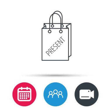 Mevcut alışveriş çantası simgesi. Hediyelik çanta işareti.