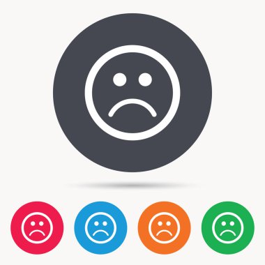 Üzgün smiley simgesi. Kötü geribildirim işareti.