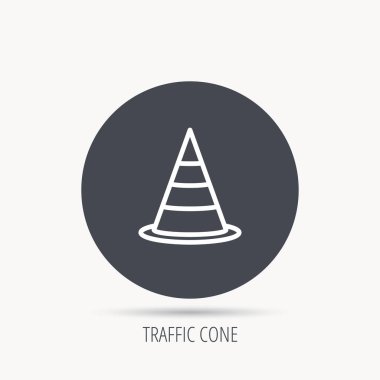Trafik koni simgesi. Yol uyarı işareti.