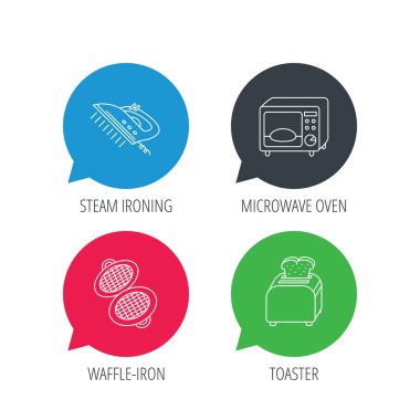 Mikrodalga fırın, tost makinesi- ve ekmek kızartma makinesi simgeleri.